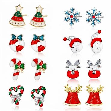 Серьги сөйкө, Новогодние серьги! Набор 8 пар 🎄✨ Создайте праздничное at lalafo.kg Серьги сөйкө, Новогодние серьги! Набор 8 пар 🎄✨ Создайте праздничное
