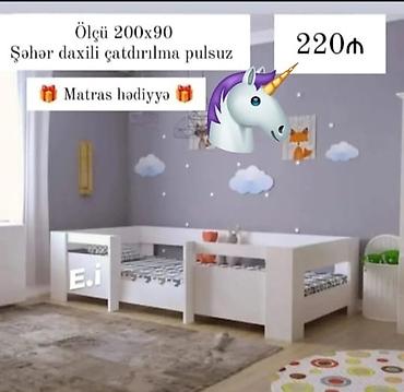 alkopan ölçüləri: Uşaq otağı üçün üçlü ağ çarpayı komplekti - Ölçü: 200 x 90 sm - Sadə — 1