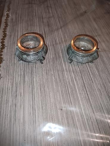 qar adamı: İki ədəd dekorativ duz/istot qabı (duzqabı) dəsti. - Material: şüşə — 1