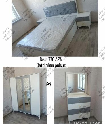 Yataq otağı dəstləri: 2 təknəfərlik çarpayı, Dolab, Komod, Termo