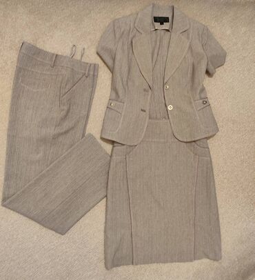 beli komplet sako i pantalone: XL (EU 42), Jednobojni, bоја - Siva