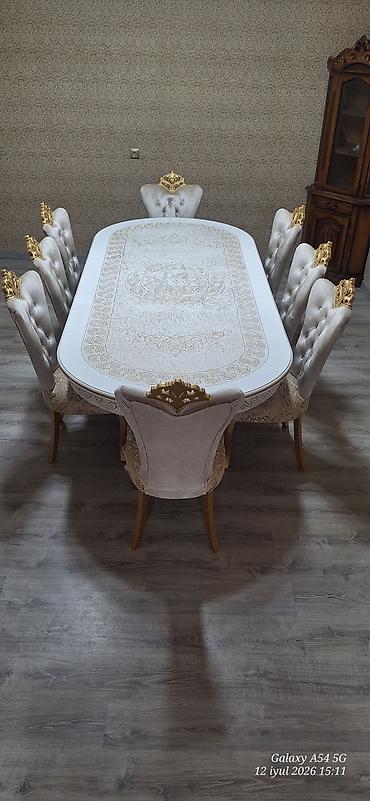 qonağ desti: Klassik üslubda 8 nəfərlik yemək dəsti - Dəst: oval formalı masa + 8 — 1