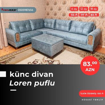 Divanlar: Künc divan, Yeni, Açılan, Bazalı, Parça, Şəhərdaxili pulsuz çatdırılma — 17