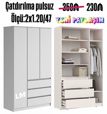 kombi dolab: Üç qapılı dolab – təmiz laminatdan - Ölçü: 2 x 1.20 x 47 - Daxili — 1