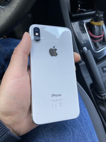 Apple iPhone: IPhone X, Б/у, 64 ГБ, White Titanium, Защитное стекло, Чехол, 74 %