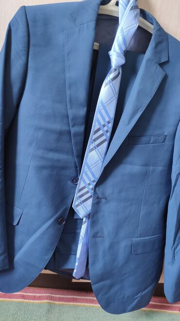 мужские клетчатые костюмы: Костюм 5XL (EU 50), цвет - Синий