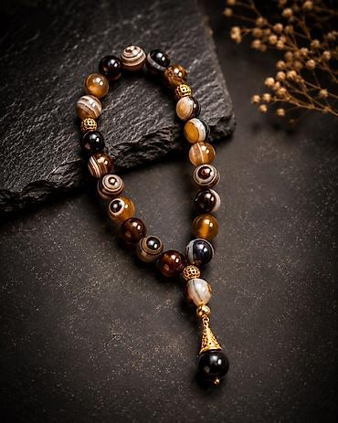 Təbii daşlardan hazırlanmış təsbeh/aksesuar - Material: cilalanmış