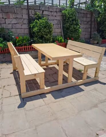 Bağ, çöl oturacaqları: Taxta yemək dəsti – müxtəlif modellər - Material: tam ağac (kənd — 21