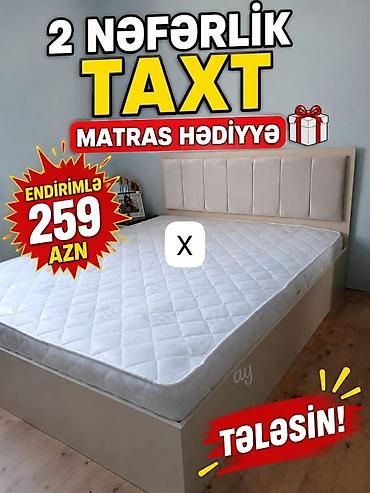 İki nəfərlik taxt – sadə və zərif dizayn. - Düz xətli, yumşaq başlıqla