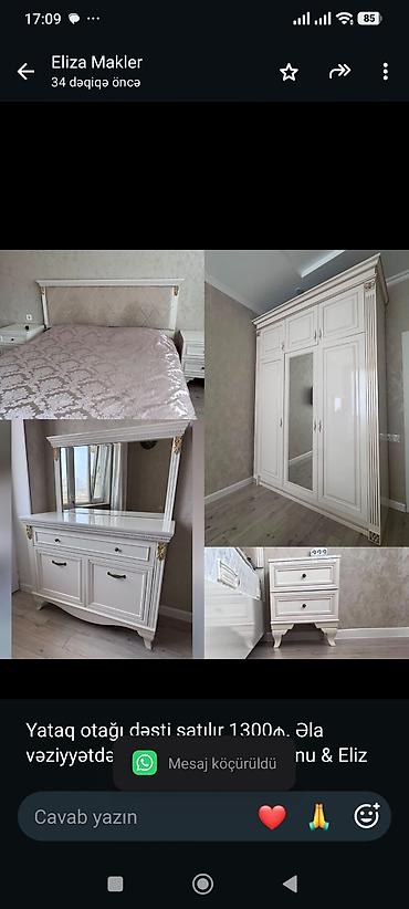 Yataq otağı dəsti satılır 1300₼. Əla vəziyyətdədir. Ünvan: Xətai