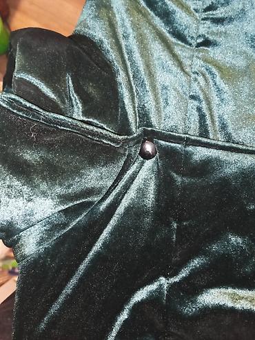 deri kurtka: Tünd yaşıl rəngli qadın qısa billur jaket - Material: parıltılı — 3