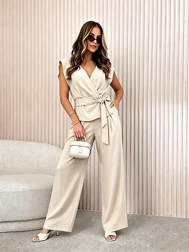 madame coco sid: Elegantnan komplet – bluza na preklop i široke pantalone 3000 din S M — 6