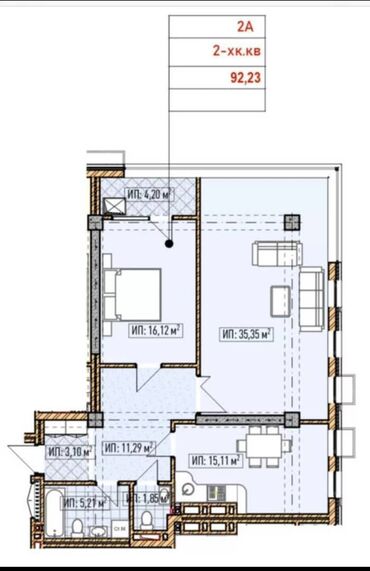 Продажа квартир: 2 комнаты, 93 м², Элитка, 12 этаж, ПСО (под самоотделку)