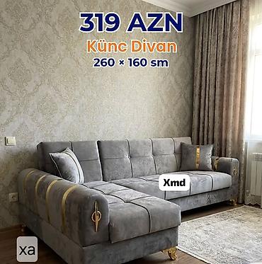kunc divanlar ucuz: Künc divan – 260 × 160 sm Qiymət: 319 AZN - Material: yumşaq və — 1