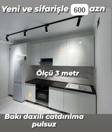 mətbəx mebeleri: 🟣Metbex mebeli 🟣 *Qiymet *600 azn* 🟣Olcu 3 metr 🟣 *Parlaq laminat* 🟣