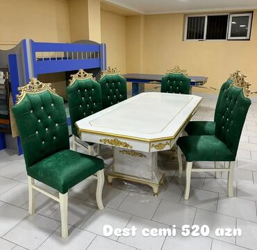 Masa və oturacaq dəstləri: Qonaq otağı üçün, Yeni, Açılmayan, Dördbucaq masa, 6 stul — 4