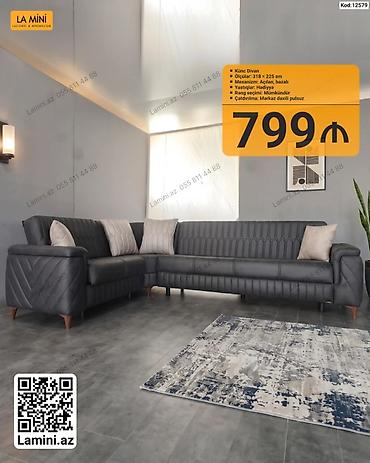 Künc Divan – La Mini - Ölçü: 318 × 225 sm - Mexanizm: Açılan, bazalı
