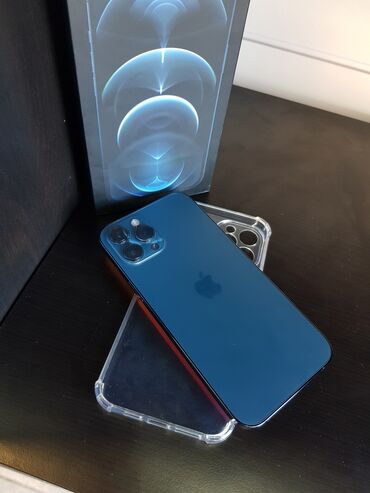Apple iPhone: IPhone 12 Pro, Б/у, 128 ГБ, Синий, Зарядное устройство, Защитное стекло, Чехол, 77 %