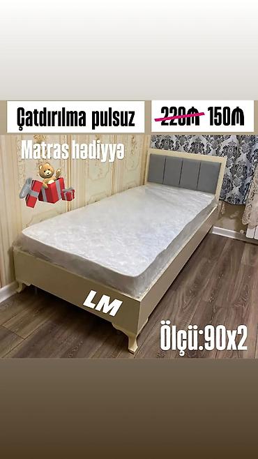 Tek nəfərlik çarpayı – ölçü: 90x200 sm - Başlıq hissəsi yumşaq