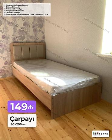 Çarpayı – 90×200 sm - Model: Açılmayan, bazasız - Başlıq: Yumşaq lalafo.az -da Çarpayı – 90×200 sm - Model: Açılmayan, bazasız - Başlıq: Yumşaq