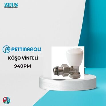 Кухонные краны: Pettinaroli 940PM künc vinteli, isitmə sistemlərində istifadə üçün