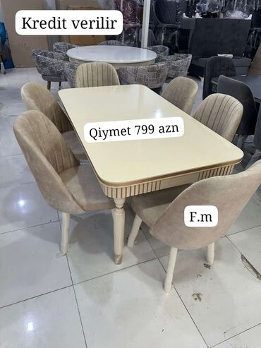 acilib yigilan stol: Qonaq otağı üçün, Yeni, Açılan, Kvadrat masa, 6 stul, Azərbaycan