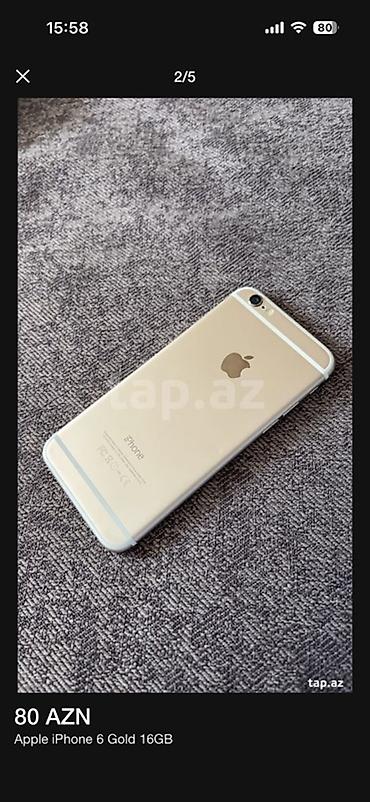 iphone 4s adapter: IPhone 6, 16 GB, Qızılı, Barmaq izi — 4