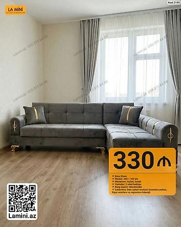 Диваны: Künc Divan – Kod: 2195 - Ölçülər: 260 × 160 sm - Mexanizm: Açılan — 1
