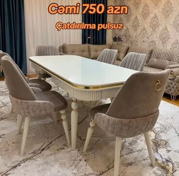 Masa və oturacaq dəstləri: Qonaq otağı üçün, Yeni, 6 stul