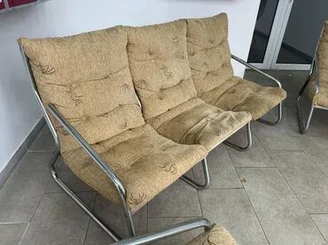 jysk sofe na razvlačenje: Mid century modern sofa trosed inox MOGUC PREVOZ  midcentury sofa /