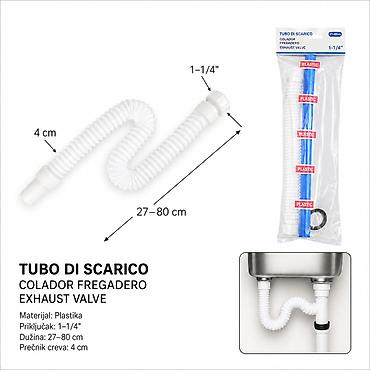 KMT Beli cev 1 1/4# – fleksibilno odvodno crevo za lavabo/sudoperu -