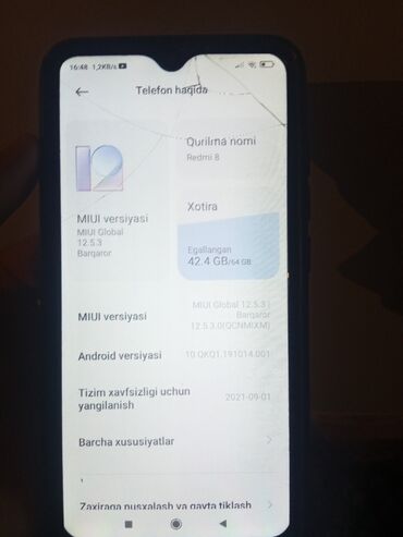 кнопычный телефон: Xiaomi, Redmi 8, Б/у, 64 ГБ, цвет - Черный, 2 SIM