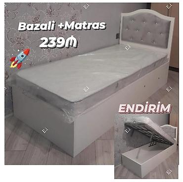 carpayı tek: Bazalı tək nəfərlik çarpayı + matras - Ölçü: tək nəfərlik - Rəng: ağ — 1