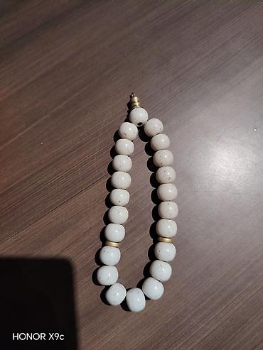 bujuterya: Ağ rəngli mərmər təsbeh əl işi - Material: böyük ölçülü, hamar səthli — 1