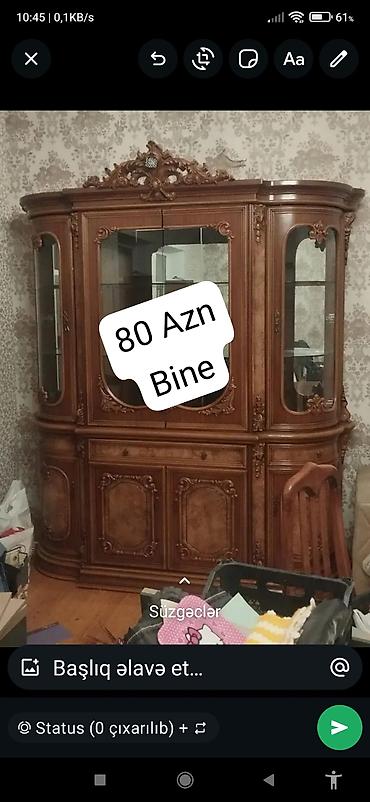 Klassik üslubda iri qonaq otağı servanti/vitrin dolabı
