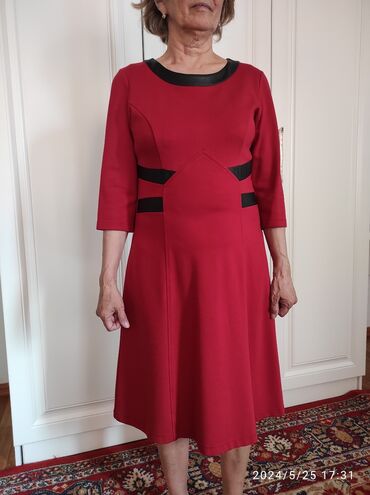 платье красное: Күнүмдүк көйнөк, Туркия, Күз-жаз, Узун модель, Түркчө, M (EU 38)