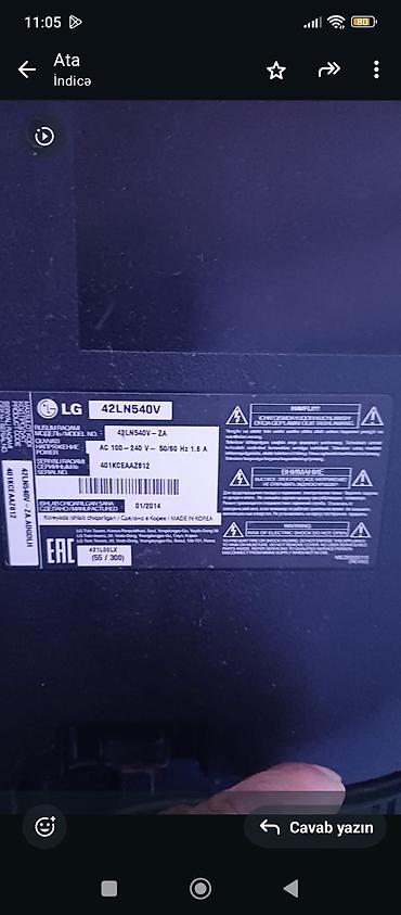 сони плейстейшен 3: LG 42LN540V – 42 düym Full HD LED televizor ( Təcili satılır — 2