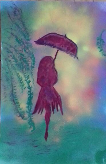 devojka: Akrilni sprejevi na hameru
Devojka sa kišobranom, 35x50, bez rama