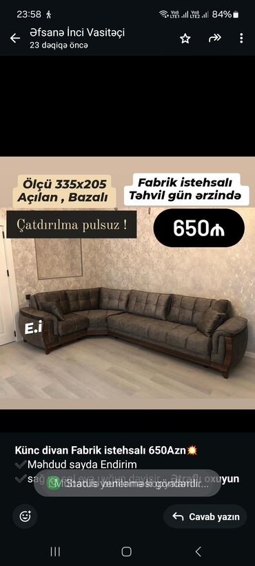 hasar uzlukleri: Künc divan, Qonaq otağı üçün, Bazalı, Açılan, Kitab