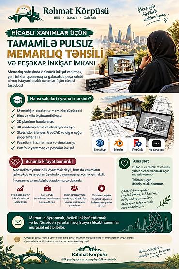 avtokar kursu: Hicablı xanımlar üçün tamamilə pulsuz memarlıq təhsili və peşəkar — 1