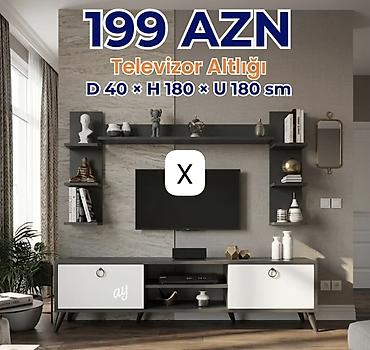 TV altlığı: Televizor altlığı və divar rəfləri dəsti Ölçülər: - Dərinlik: 40 sm - — 1