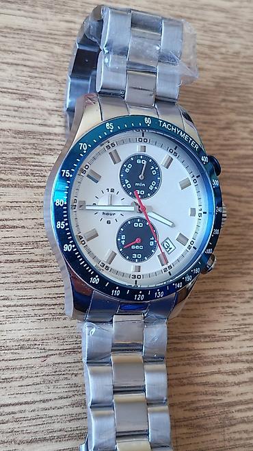 muški satovi omega: Ručno-analogni muški sat od nerđajućeg čelika sa hronografom - — 8