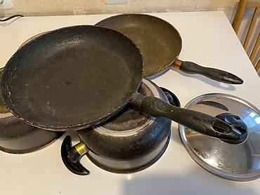 тефал: Tefal: 2 сковороды и 1 крышка. Покупал на заказ в Дании. Made in — 1