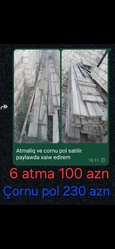 Bitkilər: Ağac materialları – atmalıqlar və çornu pol taxtaları. - Taxta