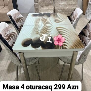 Masa və oturacaq dəstləri: Mətbəx üçün, Yeni, Açılan, Dördbucaq masa, 4 stul
