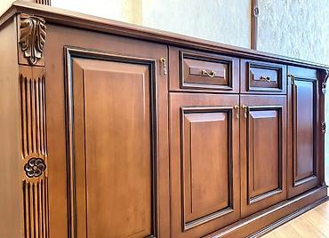 Mebel: Qonaq otağı üçün, İşlənmiş, Açılan, Dördbucaq masa, 8 stul — 6