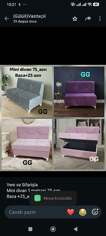 Yeni və Sifarişlə Mini divan 1 metrəsi 75 azn Baza +25_azn Hündür