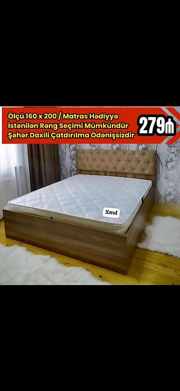 yataq iki neferlik: Mebel dəsti: Yumşaq başlıqlı iki nəfərlik çarpayı - Ölçü: 160 x 200 — 1