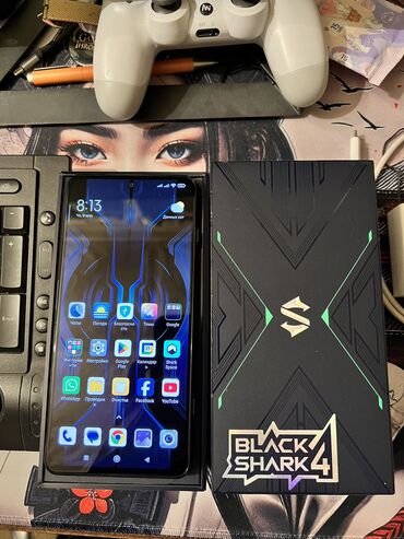 плейстецшен 4: Xiaomi, Black Shark 4, Б/у, 128 ГБ, цвет - Синий, 2 SIM