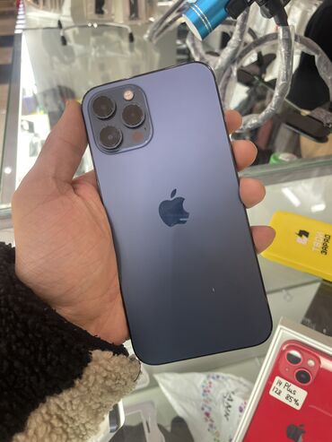 iphone 12 pro max цена в бишкеке: IPhone 12 Pro Max, Колдонулган, 256 ГБ, Pacific Blue, 79 %